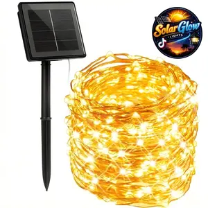 Solar Powered Copper Wire String Lights, 20m 200 LED Warm Lighting, Auto Work Energy Efficient Outdoor Lamp, No Complex Wiring Needed for Backyard Lawn Balcony Decoration