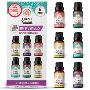 GuruNanda 6 Essential Oils Single Notes Set