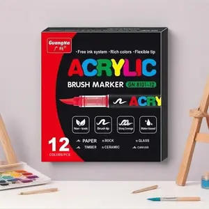 Direct Liquid Acrylic Paint Pens, 12-240 Colors, Soft Brush Tip, Water-Based Markers, Coloring Markers, for Fabric, Canvas, Rock, Glass, Wood, Paper, Art Painting Supplies, Crafts Art Supplies