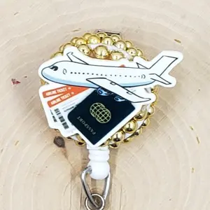 Flight Attendant Retractable ID Badge Reel | Plane Airplane Travel Flight Crew | Teacher Nurse Medical Hospital Badge Holder