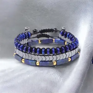 Zencrafthouse Crystal Bracelet Pack with Lapis Lazuli, Hematite, and Copper - An Elegant and Holistic Solution for Arthritis and Nerve Pain Relief (Set of 3)