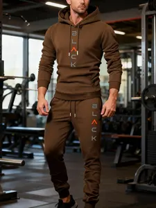Men's hooded sports shirt and pants set, casual long-sleeve pullover with pocket design, perfect for everyday wear and extremely comfortable