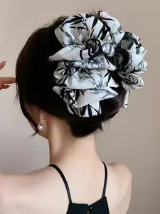 Women's Colorblock Tie Dye Bow Decor Hair Claw, Casual Simple Hair Accessories for Women & Girls, Minimalist Headwear Suitable for Thick Hair