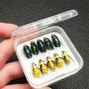 6/10pcs Fishing Lure Set, Bright Skin Material Brasshead Humpy Fly Nymph Spinner, Wet Fly Insect Bait for Pike Trout Salmon Bass