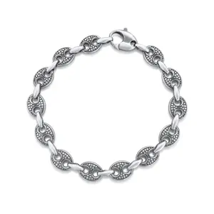 925 Silver Mariner Bracelet •Chunky Silver Bracelet •Men Jewelry •Hollow Puffed Mariner Chain Bracelet •Gift for him