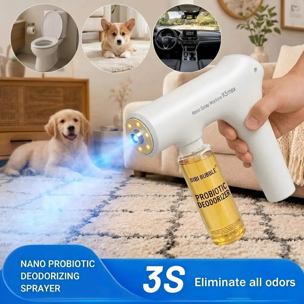 Nano Blue Light Probiotic Pet Deodorizer Spray, Plant Extract Formula with Floral Scent, Compound Bio-enzymes for Odor Removal, Bacteria Inhibition & Urine Decomposition, Home Care Air Freshener, Plant Extracts