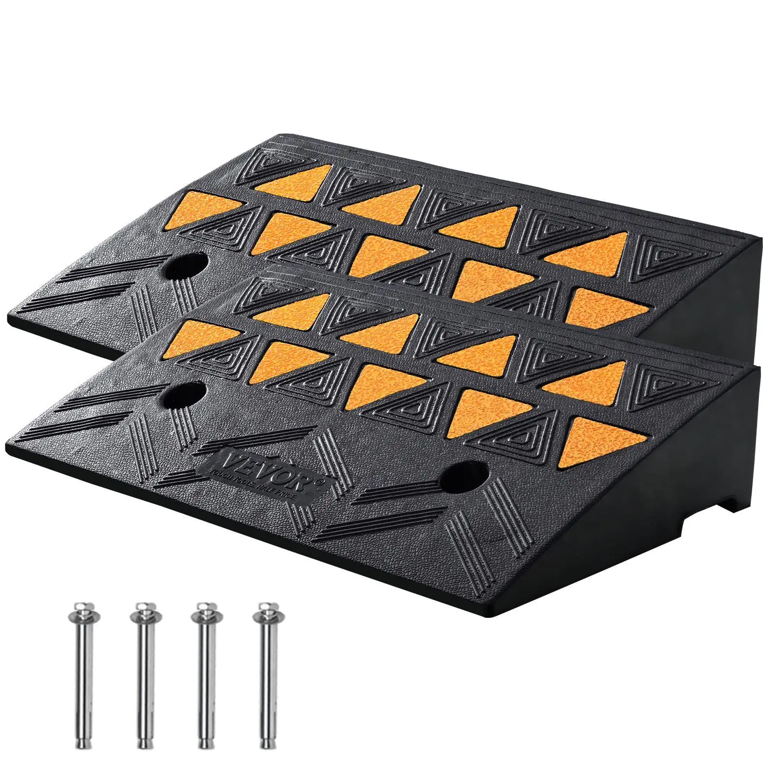 【Summerfinds】VEVOR Rubber Curb Ramp 2 Pack, 4.3" Rise Height Heavy-Duty 33069 lbs/15 T Capacity Threshold Ramps, Driveway Ramps with Stable Grid Structure for Cars, Wheelchairs, Bikes, Motorcycles