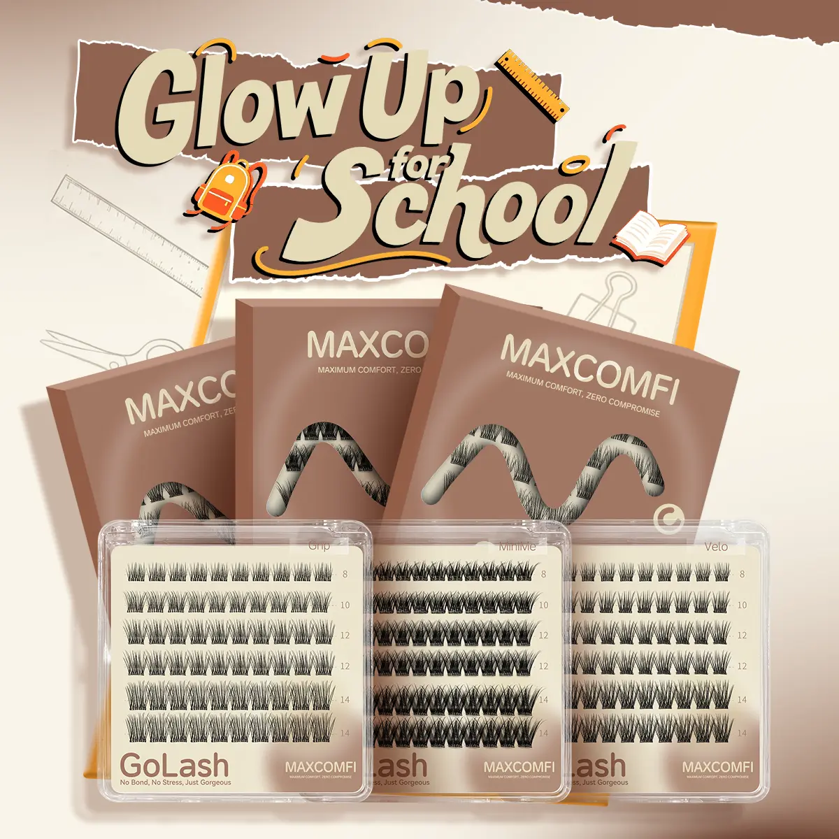 MAXCOMFI Glue-Free Pre-Cut Individual Lashes - Lash Clusters, DIY Cosmetic Makeup Product, Mini Portable Purse Pack for On-the-Go Touch-Ups, Lash Cluster,sunscreen,back to school