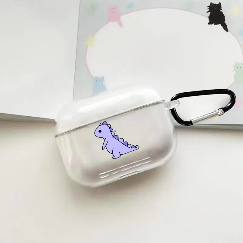 Adorable Dinosaur Cartoon Design Earphone Case with Hiking Buckle, Shockproof, Anti-Fall TPU Cover for AirPods 1/2, 3, Pro, Pro2, Perfect Gift for Birthday, Girlfriend, Boyfriend, Friend or Yourself