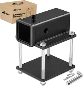 Nilight RV Bumper Hitch Receiver Fits for 4-4.5 inches Beams 2 inch Receiver 2000 LBS Capacity Bolt-On Heavy Duty Steel for Camper Bike Racks Cargo Carriers
