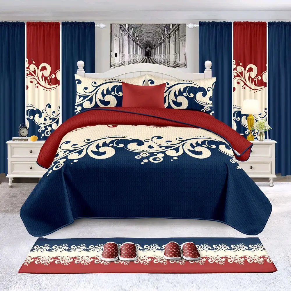 15-Piece King Size Priscilla Floral Print Decorative Bedding Set - Soft Fabric Rustic Comforter, Matching Curtains for Cohesive Look & Serene Cozy Bedroom Decor