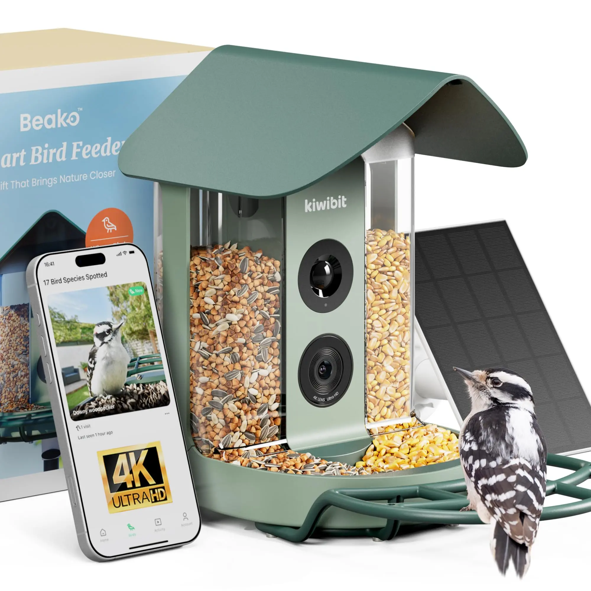 Kiwibit Bird Feeder 4K AI Camera Solar Panel Kit