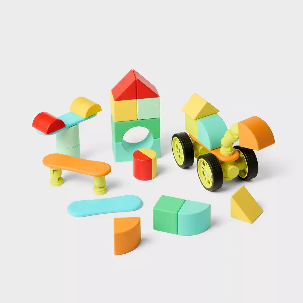 30pc Gigglescape Magnetic Building Blocks & Tiles Set - Shapes Colors Ages 2+