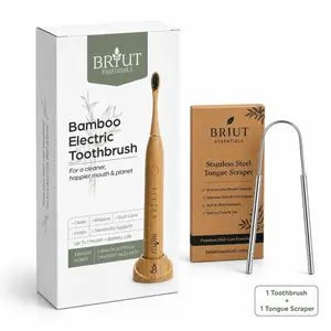 Briut Essentials Bamboo Sonic Electric Toothbrush,  Deep Clean & Teeth Whitening, 5 Cleaning Modes, Rechargeable Toothbrush for Sensitive Teeth, 3 Brush Heads Included
