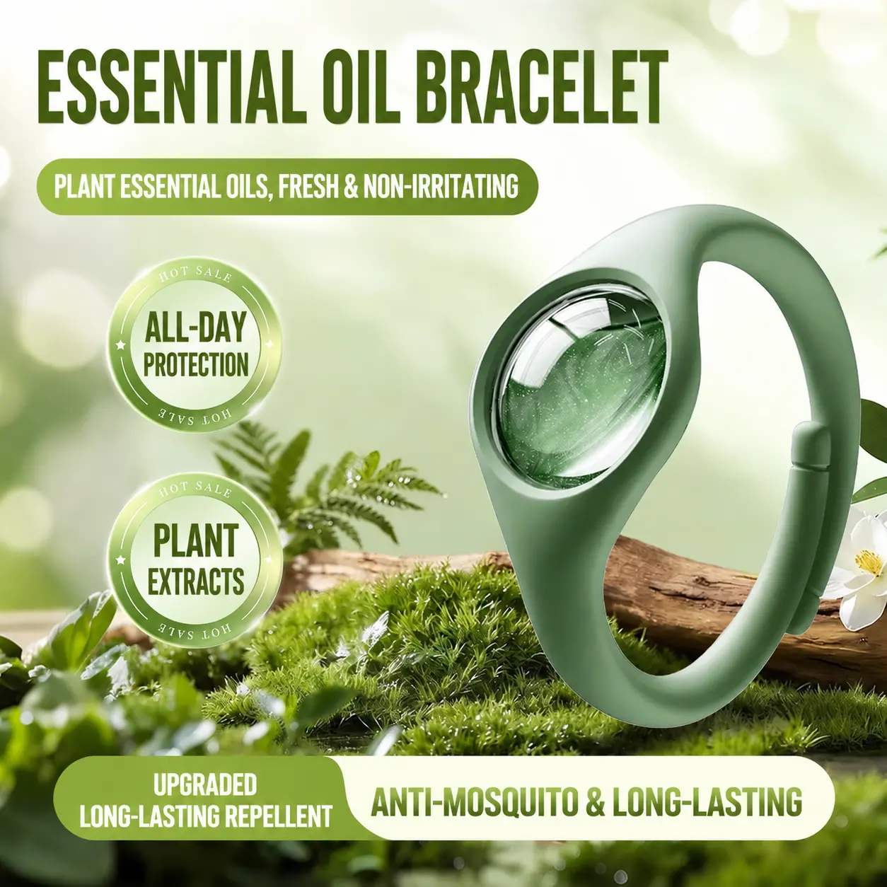 Premium Essential Oil-Infused Adjustable Silicone Wristbands for Adult Outdoor Enthusiasts, 4 Pieces 8.07in Casual Hiking Camping Summer Gear