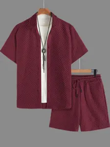 Two-piece Set Men's Solid Color Button Top & Drawstring Waist Shorts Set, Regular Fit Casual Short Sleeve Top & Pocket Shorts, Shortsleeve Men's Summer Clothes, Loungewear, Soft Lounge Sets, Casual Comfy Lounge, Pajamas Set
