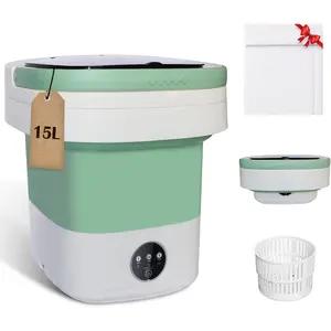15L Large Capacity Portable Washing Machine One Touch Operation Quiet Mini Washer For Baby Clothes And Small Items In Apartments And Small Spaces
