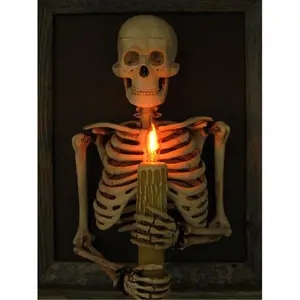 212 MAIN Framed 3D Eerie Medium-Size Skeleton Torso Candle Holder - Plug-In Light Equipped, Hanging Home Decor Ornament for Room Decor, Home Goods Accessories