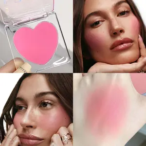 Heart-Shaped Hydrating Blush Balm – For Lips & Cheeks with Built-In Puff Makeup Gloss Lipstick Lipgloss glow blush cosmetic color blush palette  gift