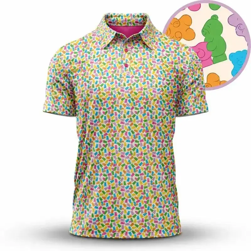 Men’s Gummy Bear Golf Polo – Fun Candy Print Golf Apparel