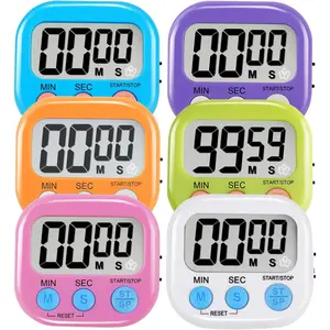 6 Pack Multi-Function Electronic Timer - Magnetic Digital Timers Big LCD Display The Loud/Silent  Countdown Timer Extensively Use in Break Time, Cooking,Gym, Meeting, Classroom