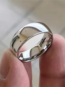 1pc Classic Silvery Golden 6MM Stainless Steel Band Ring, Minimalist Design, Elegant Unisex Jewelry Gift for Wedding and Anniversary, Fashion Rings