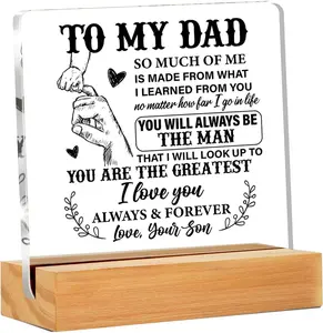 To My Dad Letter-Patterned Acrylic Ornament, Creative Desktop Decoration, Acrylic Plaque Sign for Home & Office, Desk Decoration Ideal for Dad Gifts，perfect gift for valentine's day，birthday，father's day&thanksgiving