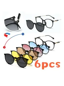 6pcs Interchangeable Lens Set, Fashion Decorative Eyewear, Daily Wear Glasses, Stylish Replacement Lenses, Versatile Accessory