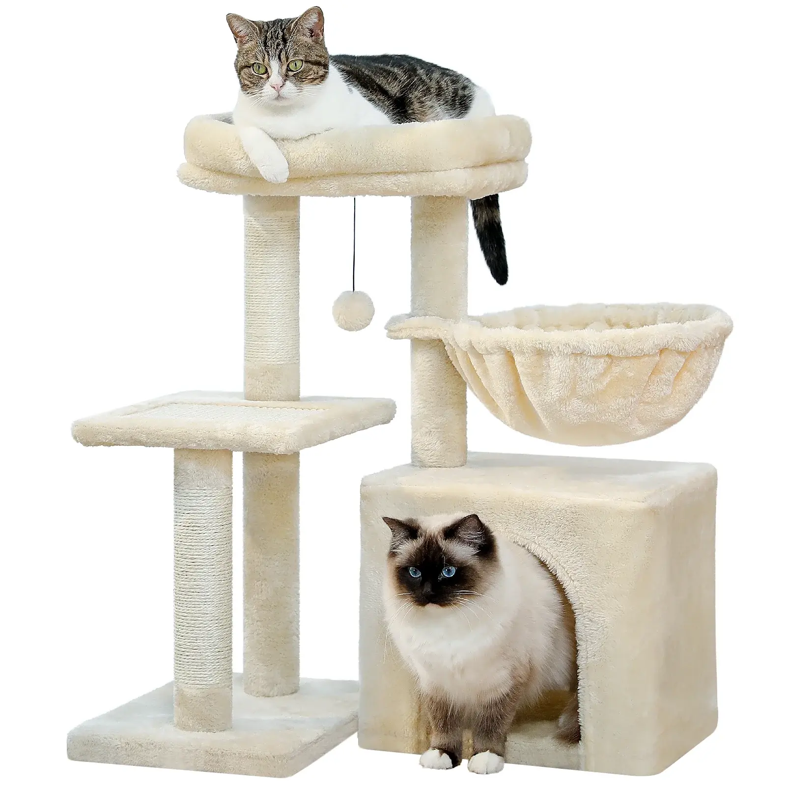 PAWZ Road Cat Tree 28.3" Cat Tower with Large Basket Top Perch and Scratching Posts Pad for Indoor Cats