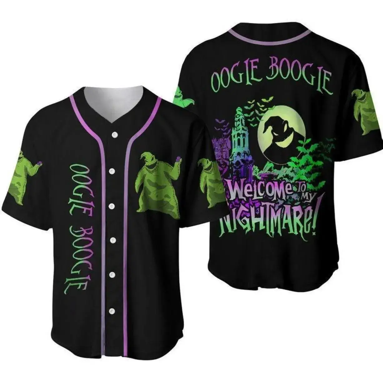Oogie Boogie Inspired Baseball Jersey for Men and Women, Spooky Halloween Button-Up Shirt and Horror Fan Gift