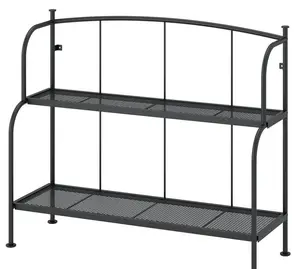Ikea LÄCKÖ Shelf Unit, Gray Indoor/Outdoor Metal Storage Rack 36 1/4x29 7/8”, Durable Garden & Home Organizer – Space-Saving Multi-Tier Display Shelf for Balcony, Patio, Living Room & Storage Use