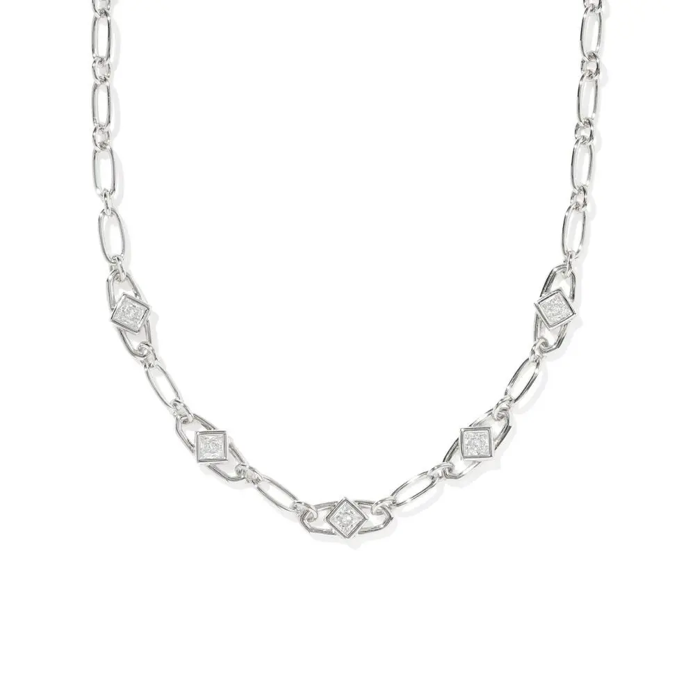 Kendra Scott Belle Cubic Zirconia Chain Necklace - Silver/White
