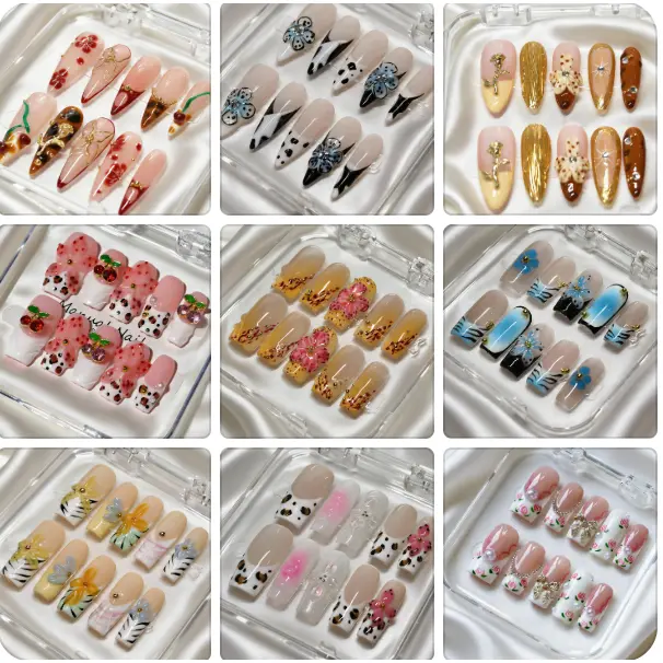 Hot Girl Essential! Vosplends |   Handmade Y2K Acrylic Press-On Nails 10pcs |   Long Acrylic Nails Elongate Finger Lines # pressonnails. # acrylicnails # y2knails # longnails # baddienails. # handmadenails#creative nail artpress on. nail