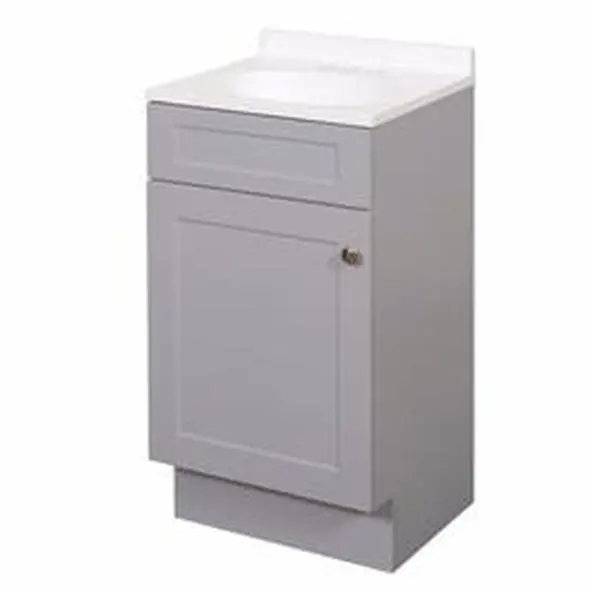 Zenna Home 4001954 Single Gray Bathroom Vanity, 18 x 16 x 35 in, 55 lbs, Engineered Wood Base with Durable Euro-Style Hinges