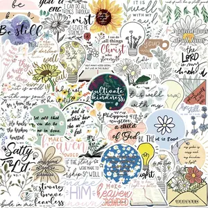 Bible Verse Sticker, 50pcs/set Creative Bible Verse Sticker, DIY Decorative Sticker for Scrapbooking, Journaling, Gift Wrapping, Crafts Cup Stickers, Stickers Kit, Sticker Packs, Sticker Haul