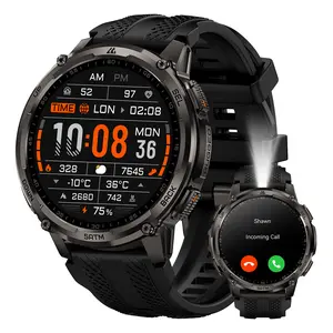 KOSPET Tank T4C Smart Watch for Men with LED Flashlight, 1.5” AMOLED Display, Dual-Band GPS&Compass, 50-Days Battery, 24/7 Heart Rate/Sleep Monitor, 50m Waterproof, Bluetooth Call/Walkie-Talkie