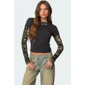 Camo Layered Long Sleeve T Shirt