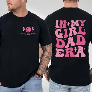 [Vintage Tee] Men's Retro Dad T-Shirt In My Girl Dad Era Two-Sided Graphic Tee, Funny Father's Day Shirt, Best Dad Ever, Trendy Summer Short Sleeve Cotton Crewneck Top, Casual Streetwear Everyday Wear, Perfect Gift for Him