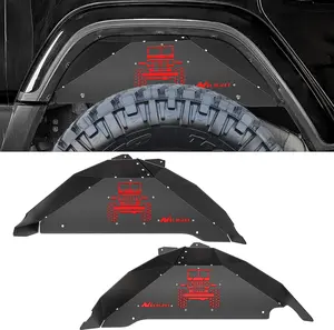 Nilight Rear Inner Steel Fender Liner Wheel Cover Protectors, Bolt-On Splash Guards with Red Decal for 2007-2018 Wrangler JK JKU 4WD (2-Door/4-Door) Unlimited, Drill-Free Vehicle Off Road Automotive Accessories