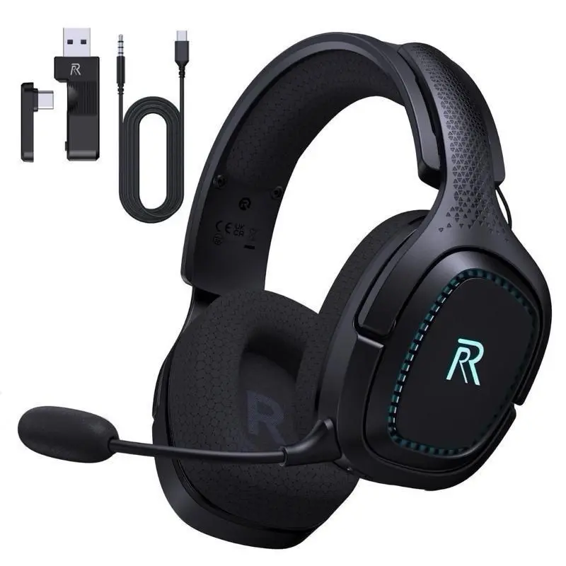 Captain 700 Pro Wireless Gaming Headset for PS5, PC, Xbox,Bluetooth 5.3 Headphones with Noise-Canceling Mic, 3D Surround Sound, RGB Light,White