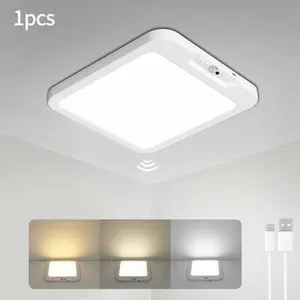 Smart Sensor Ceiling Light, Modern Mood Lighting, Rechargeable Design, Adjustable Brightness And Color Temperature in Three Levels, Dual Sensing for Light And Human Presence, Providing Safe And Convenient Automatic Lighting for Hallway, Stairs, Closet
