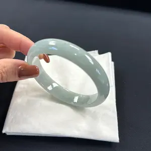 Natural Jadeite Emerald Bangle, Beautiful Light Blue Type A, 100% Size 60.1x12.7x7.4mm