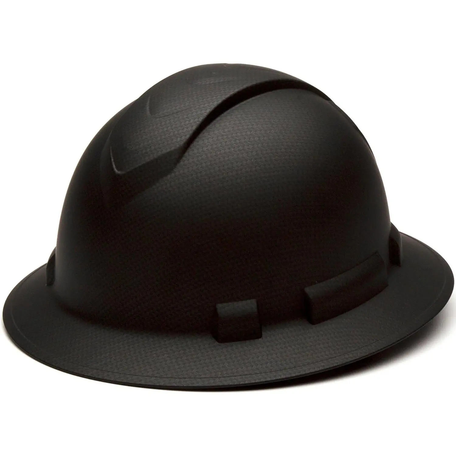 Matte Black Graphite Customizable Full Brim Hard Hat - 4-Point Ratchet Suspension, Adjustable, 1.1 lbs Lightweight ABS Plastic, 12.2 x 10.6 x 6.0 in, Industrial Work Site Safety Helmet