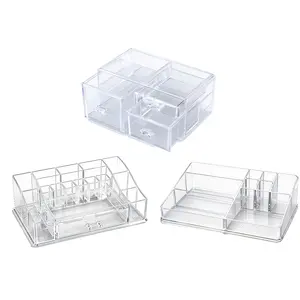 Cosmetics Storage Organizer, Clear Stackable Acrylic & Plastic Storage Bins for Vanity, Undersink, Kitchen Cabinets, Pantry & Home Use, Dustproof Design Ideal for Makeup, Jewelry, Pens and Stationery