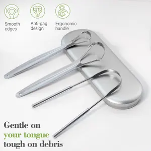 3 PCS Metal Tongue Scraper - Stainless Steel  Scrappers, Tongue Scrapers for Adults,  Portable Tongue Scrappers