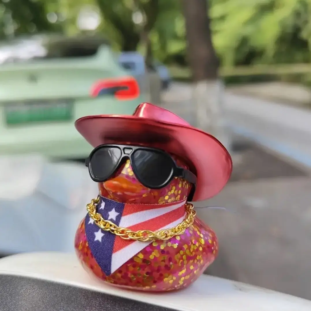 Rubber Ducky Car Dashboard Decor - USA Team Trump, USA Flag Design, Fun and Unique Touch for Your Car
