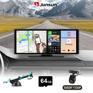 Junsun 10.26" Car DVR 4K Camera Wireless CarPlay Android Auto Ai Screen Dash Cam Dashboard Dual Lens Video Recorder GPS FM AUX