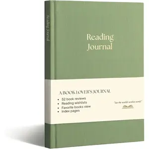 Reading Journal - 52 Reviews - Book Journal Gift for Book Lovers - Review, Log & Track Your Reading - Avid Readers Accessories - Linen Hardcover - Sage Green