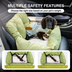 Small Dog Dual Car Seat,Portable & Detachable Travel Booster for Small Dogs & Cats, Soft Bed with Breathable Summer Design, Outdoor&Indoor, Safety Buckle, Fits Front & Back Seats