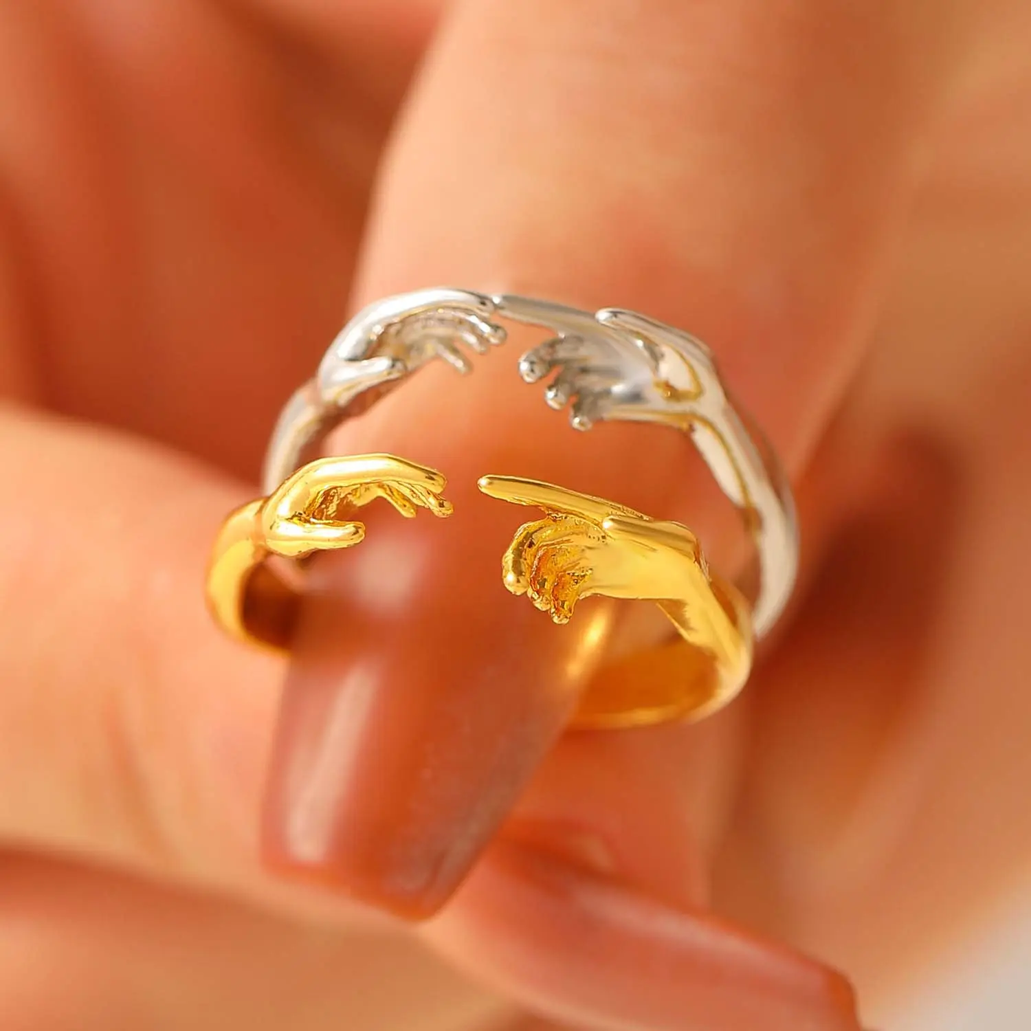 Creation of Adam two-hand ring open adjustable ring couple ring ladies daily wear gift